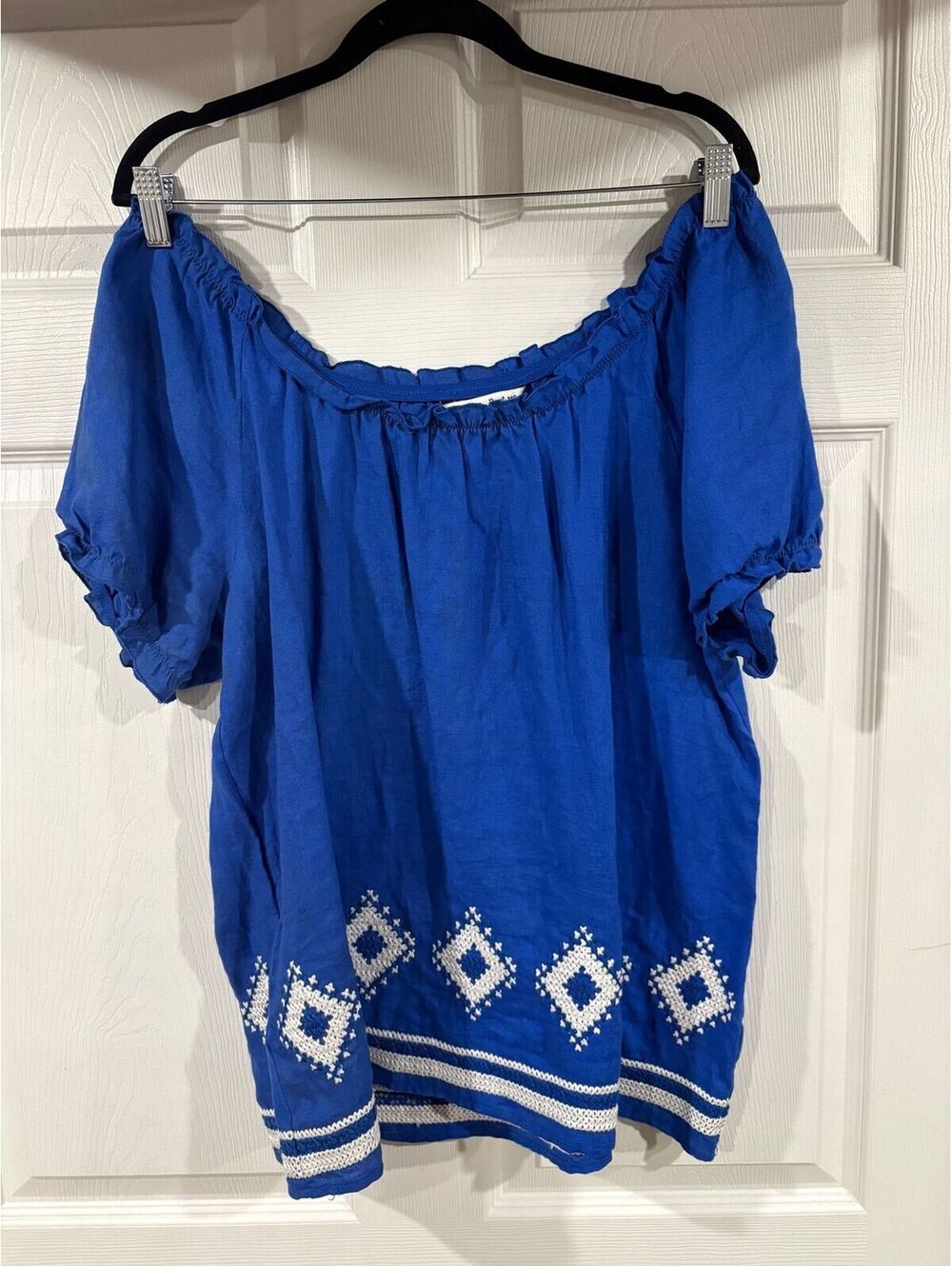 #227 Alexandra Bartlett peasant top blue